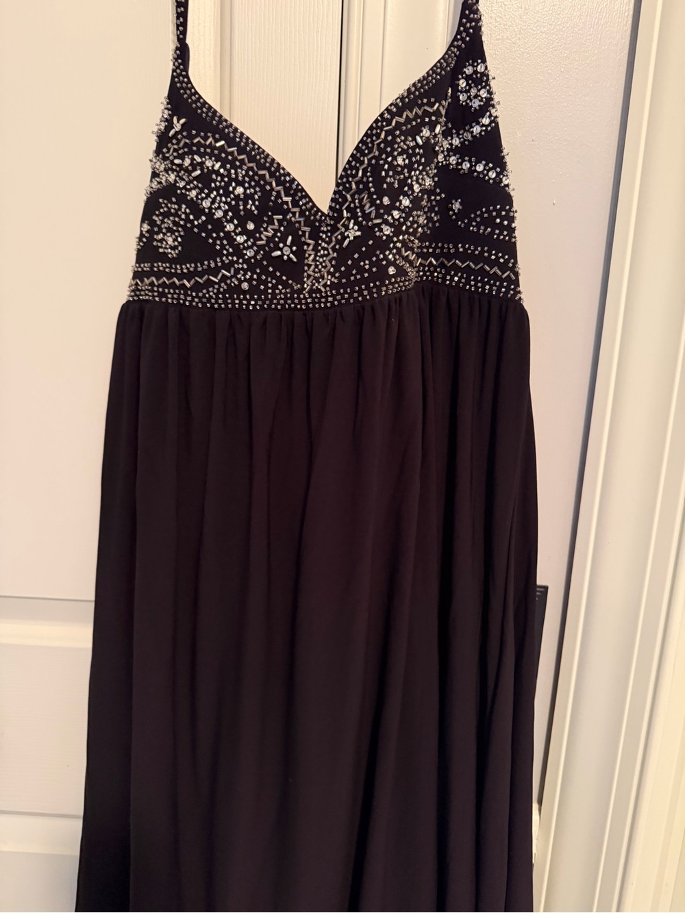 Night Way Collections Black Evening Dress with Silver Beadwork